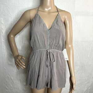 Taupe Tobi Backless Halter Romper